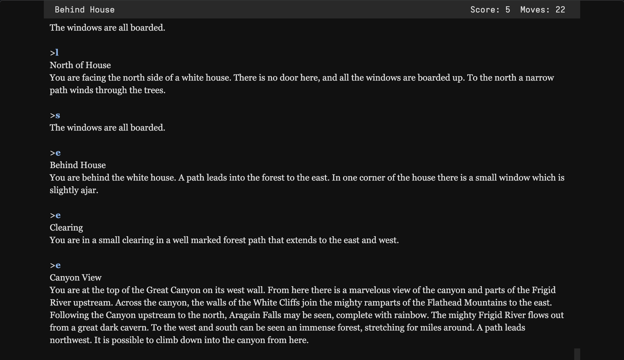 Zork I screenshot 2